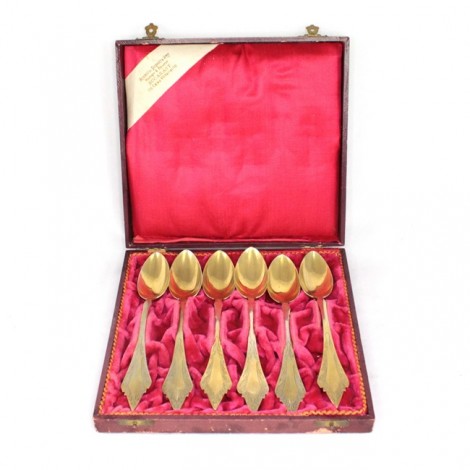 Rar: Set de 6 lingurițe | argint aurit | atelier Popovici-Agemolu | România cca.1910